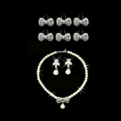 liga lindo com strass / set imitação de pérolas (colar / brincos / pentes)