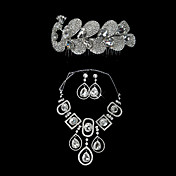 shinning legering med rhinestones / kubisk zirkonia smykker sett (halsbånd / øredobber / hår Combs)