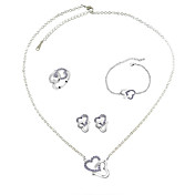 Alloy With Crystal Heart To Heart Women's Jewelery Set Including Necklace,Bracelet,Ring And Earrings (More Colors)