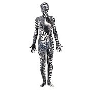 Blanco y Negro Zebra Zentai Lycra con Leopard