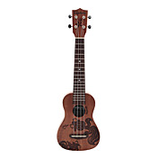 rainie - (SLG-01) de alta grand ukelele soprano sólido de caoba con funda / sintonizador (goldfish tatoo)