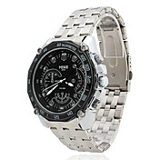 Orologio analogico, al quarzo, in lega, da uomo, resistente all'acqua - Argento