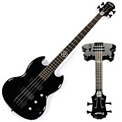 Derulo - (SG-BASS) Linden Black Electric Bass Guitar with Gig Bag/Strap/Picks/Cable