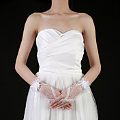 Tulle Fingertips Wrist Length Bridal Gloves With Floral (More Colors)