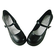 Håndlavet Sort PU læder 6,3 cm High Heel Simple Style Classic Lolita Shoes