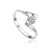 Dedicato Sterling Silver rotondo anello Cubic Zirconia