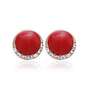 Classic 18K Gold Plated Onyx Round Fashion Earrings