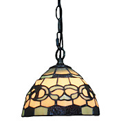 60W 1 Licht Tiffany hanglamp met glazen kap