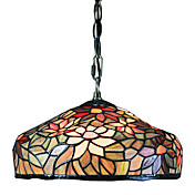 60W Contemporary 1 - Light Tiffany Pendel i glasskærm Lotus Mønster