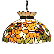 2 - Light Tiffany Pendent Lights with Butterfly Pattern