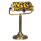 Tiffany Glass Table Lights with Red Dragonfly Pattern Shade