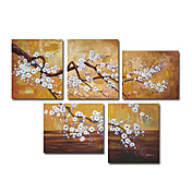 Peints à la main peinture à l'huile florale avec cadre étiré - set de 5