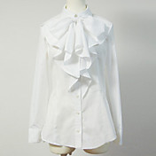 Langærmet White Cotton Søde Lolita Bluse med Bow