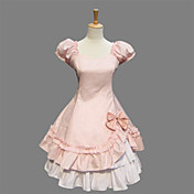 Puff Sleeve Knee-length Pink Cotton Sweet Lolita Dress