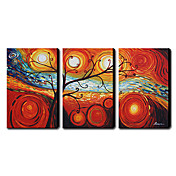 Dipinti a mano olio pittura astratta con telaio allungato - set di 3