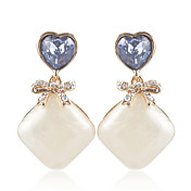 unieke legering vierkante zirconia oorbellen met hart kristal (meer kleuren)