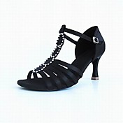Customized Women's Satin T-Strap Strap Latin / Ballroom Dance Shoes With Rhinestone (More Colors)