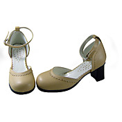 Elegant Beige PU læder 6,3 cm Wedge Classic Lolita Shoes