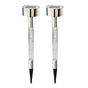 Set of 2 Solar Bubble Crystal Lawn Light Garden Decor Stake Lamp
