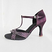 Customized Women's Satin T-Strap Strap Latin / Ballroom Dance Performance Shoes With Rhinestone (More Colors)