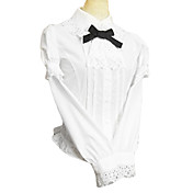 Met lange mouwen Wit Katoen Classic Lolita Blouse met Black Bow