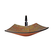 VT4231 Tempered Glass Vessel Rectangle Sink With Single Handle Faucet and Pop-Up drain and Mounting Ring