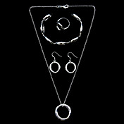 Set de beaux bijoux en argent plaqué femmes Shape O, y compris collier, bague, bracelet