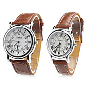 Paar Unisex-pu analoge Quarz-Armbanduhr (braun)