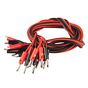 Banana Plug to Alligator Clip Probe Cable Test Lead (Red & Black, 100cm, 10 PCS)