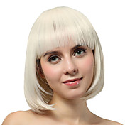 Capless Short White Straight Synthetic Wigs