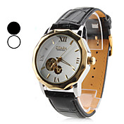 Men's PU Analog Mechanical Hollow Engraving Wrist Watch (Black)