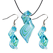 Rationaliser motif coloré de lustre bleu Vaidurya collier et boucles d'oreilles