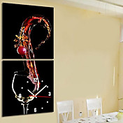 12 "-24" Modern Style Wine Orologio da parete a tema in Canvas 2pcs