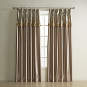 (Two Panels) Polka Dots Polyester Blackout Curtains With Valance And Beads