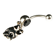 Elegant Alloy Skull Design Black Crystal Belly Ring