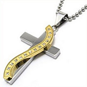 mannen stalen gouden kruis hanger (gratis ketting) (4,4 * 2,4 * 0,5 cm)