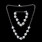 Très beaux bijoux en argent plaqué strass Fleur femmes ensemble comprenant collier, bracelet