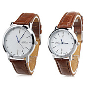 Paar Unisex-pu analoge Quarz-Armbanduhr (braun)