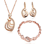 Beautiful 18K Gold Jewelry Set With Rhinestone Including Necklace,Earring,Bracelet (More Colors)