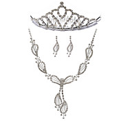 lindo conjunto de jóias strass casamento de noiva, incluindo colar, tiara e brincos