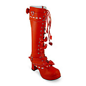 Håndlavede Wine Red PU Leather 7,5 cm High Heel Søde Lolita Boots