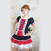 Manica corta al ginocchio in cotone nero e rosso vestito Paese Lolita