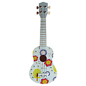 (Blossom) Multiplex Basswood Wit Sopraan Ukulele met zak / String / Picks