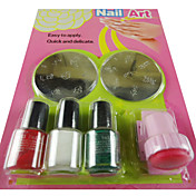Nail Art Kit Stamping Image Plates Tools Set (3 Bottles Nail Polish,2 Steel Plates And 1 Seal Tool)