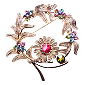 Gold-Plated Shape Anillo Flor Adornos Crystal Alloy Brooch