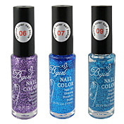 3PCS BK Multi-Color Nail Art polaco Brilla Decoración (10 ml)