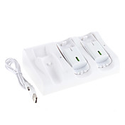 3in1 de carregamento USB stand / estação / doca + duplo 1800mah bateria recarregável para remoto u wii / wii (branco)