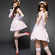 Cute Girl White og Red Polka Dots Polyester Maid Suit