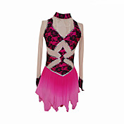 Girl's Figure Skating Dress (White Top + Purple Bottom)