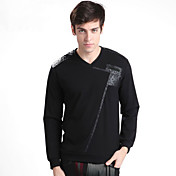 longo da luva dos homens de cor contraste fino de algodão t-shirt